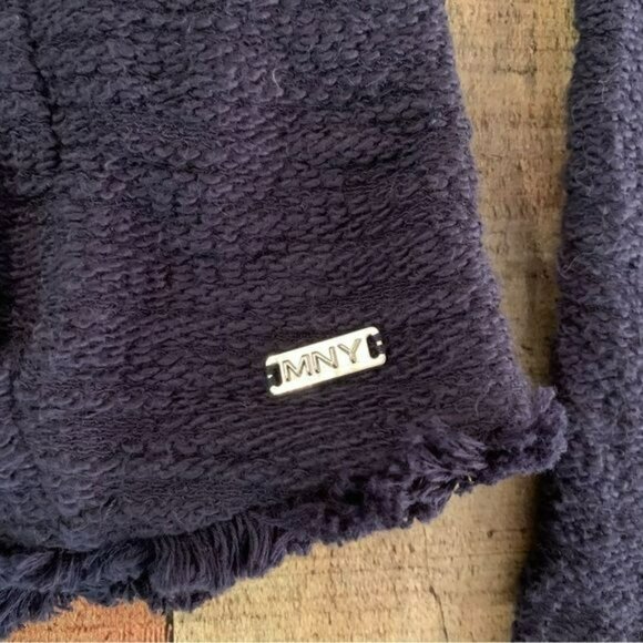 MNY Marc New York womens size medium blue open front jacket with fringe - Picture 4 of 7